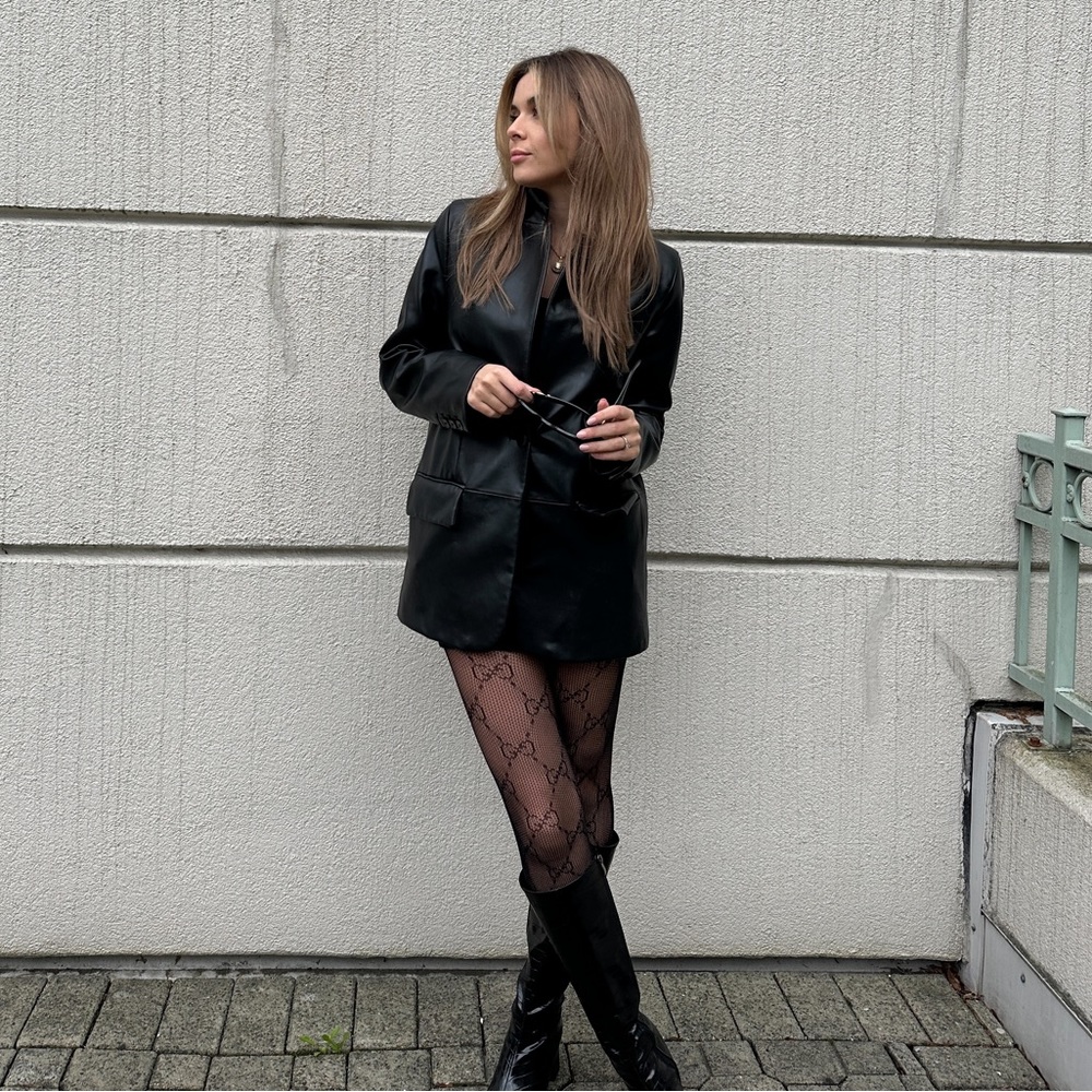 Zara faux leather blazer size S